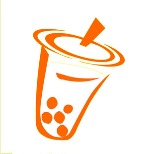 橙色奶茶杯图标设计
