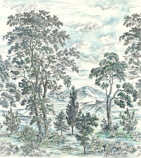 田园风光手绘风景图