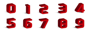 红色立体渐变数字