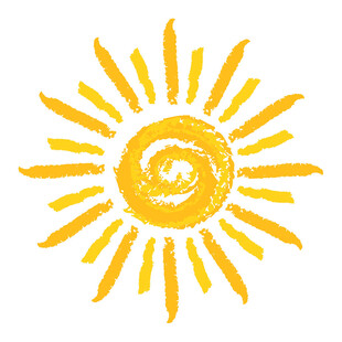 手绘风格黄色太阳图案