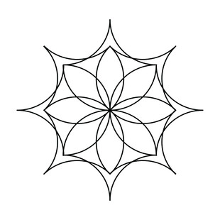 简约几何线条花朵图案