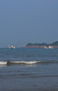 海边风景 海浪与远处船只