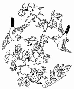 花鸟牡丹图稿