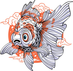 手绘锦鲤插画
