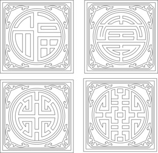 福禄寿禧水刀雕刻图 地面拼花