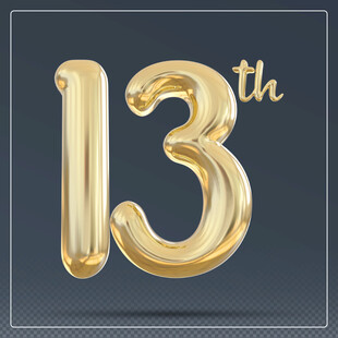 金色13周年纪念数字