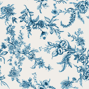 蓝白花卉图案纹理背景