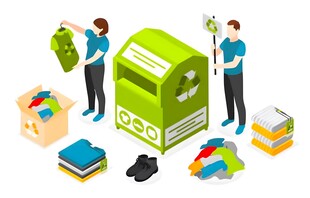 两人进行衣物书籍回收