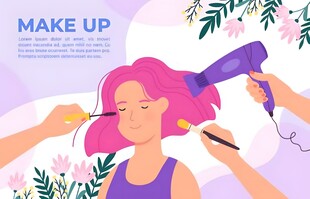 女性化妆美发场景