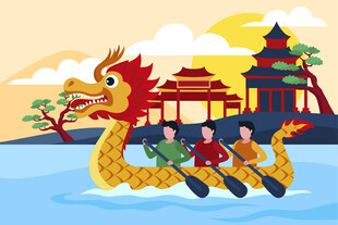 龙舟竞渡赏中式古建筑