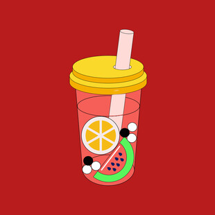 水果冰饮插画