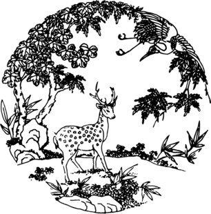 鹿栖林间图