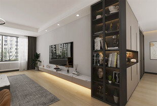 现代简约风客厅书房一体化