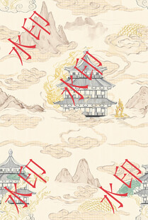 古风山水建筑风景图
