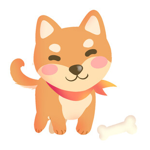 可爱柴犬与骨头