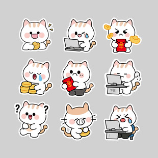 可爱猫咪卡通表情贴纸集