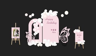 粉色蝴蝶生日宴