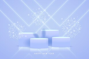梦幻蓝色立体方块场景