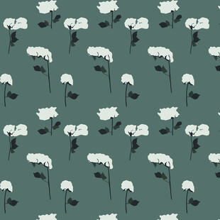 深绿底白色花卉图案背景