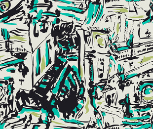 抽象城市景观艺术画作