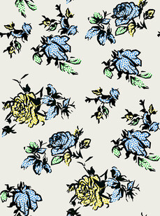 蓝黄花卉图案背景纹理