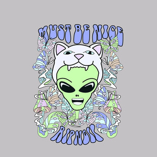 外星猫咪奇幻图案设计