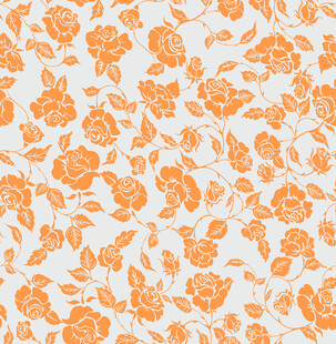 橙色花卉图案布料纹理