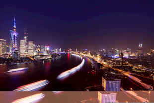 上海夜景车流璀璨画面