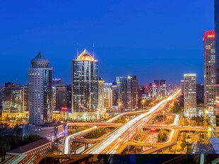 都市夜景繁华交通景象