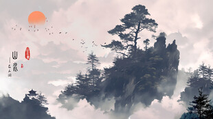 古风山水背景