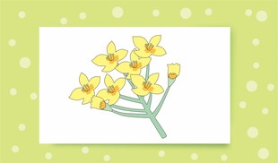 手绘黄色小花插画作品
