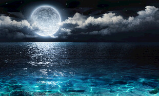 月夜下的静谧海面