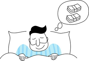 梦中发财的惬意男子