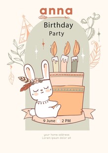 兔子生日派对插画
