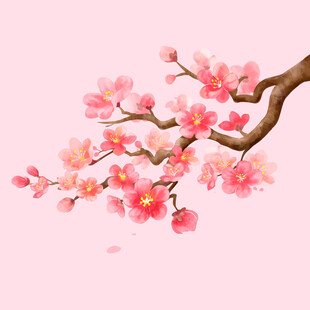 粉色桃花枝插画