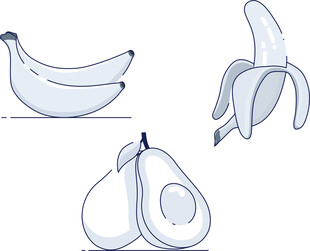 香蕉与梨的简约插画