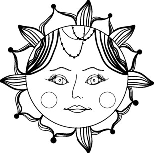 手绘太阳少女头像图案