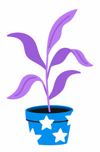 紫色盆栽植物插画