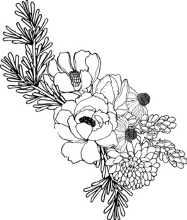 手绘花卉枝叶图案