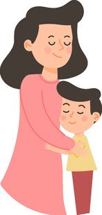 母亲与孩子温馨相拥