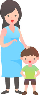 孕妇与小孩温馨相伴
