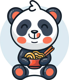 吃面条的可爱熊猫