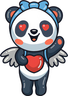 爱心翅膀熊猫可爱形象