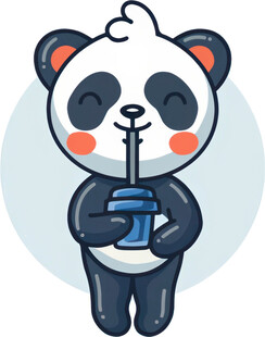 卡通熊猫手持饮品
