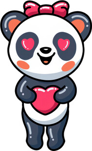 可爱熊猫比心