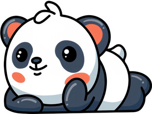 趴着的可爱卡通熊猫
