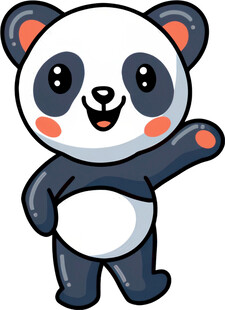 可爱熊猫挥手