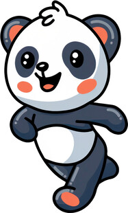 奔跑的卡通熊猫