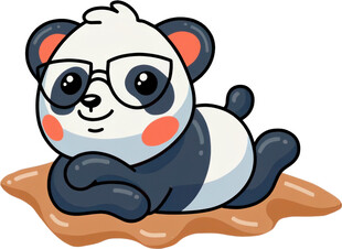 趴着的可爱熊猫