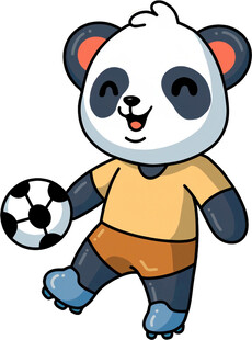 踢足球的可爱熊猫